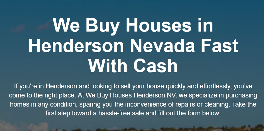Sell My House Fast Henderson Nevada